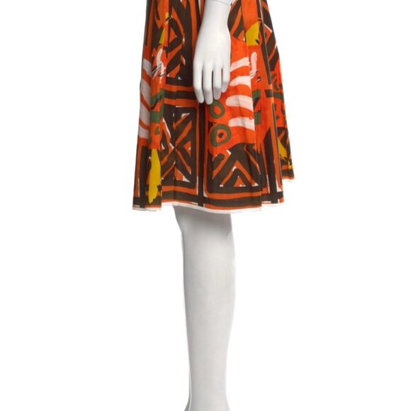 Prada Pleated Midi Printed Skirt Sz 40 - Picture 12 of 12